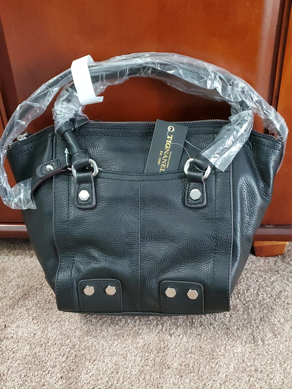 BRAND NEW!!  TIGNANELLO Genuine Leather Tote Bag - Black